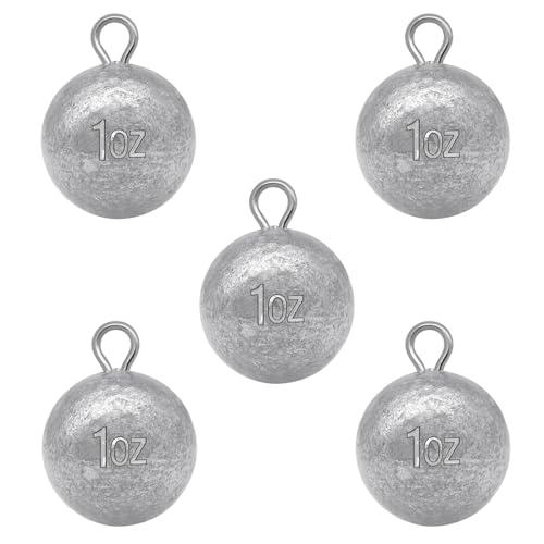 Round Fishing Sinkers 10/5pcs Cannonball Lead Weights | Assorted Sizes Egg Sinkers Saltwater Freshwater 1oz to 4oz - size: 1oz-5pcs