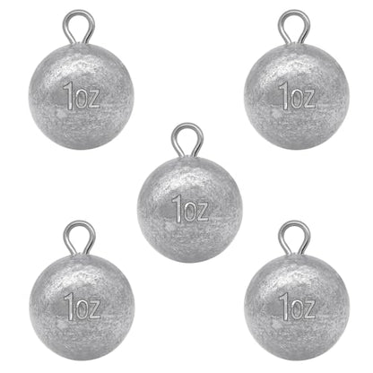 Round Fishing Sinkers 10/5pcs Cannonball Lead Weights | Assorted Sizes Egg Sinkers Saltwater Freshwater 1oz to 4oz - size: 1oz-5pcs
