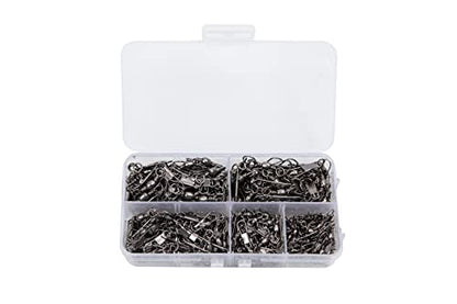 GREATFISHING 200PCS High Strength Heavy Stainless Steel Split Ring Lure Connector Swivels Snap with Fishing Pliers 30lb to 120lb Test - color: 200pc Barrel Swivel