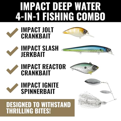 LUNKERHUNT Deep Diving Crankbaits – 4-Pack | Premium Hard Bait Fishing Lures for Bass, Walleye & Saltwater | Ideal for Deep Water Action - color: 4-Pack Deep Water