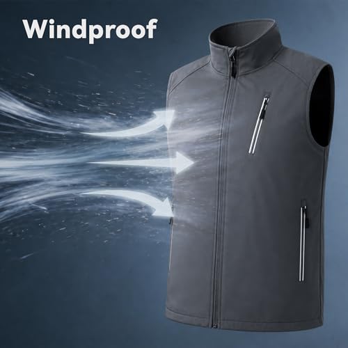 Men's Lightweight Vest Golf Soft Shell Vests Travel Casual Sleeveless Jacket Windbreaker Hiking Outerwear - color: Dark Gray, size: Small