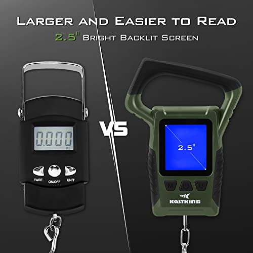 KastKing Fish Scale, WideView Floating Waterproof Digital Scale, 2.5” Large LCD Display, 110lb Capacity, Multi-Mode Pound/Ounces & Kilograms, Stores up to 9 Weights, Fishing Gifts for Men - color: C: Green combo