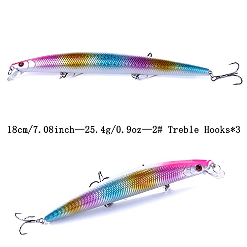 Jerk Baits for Bass Fishing, Jerkbait Fishing Lures, Minnow Lures Jerk Bait for Freshwater/Saltwater Fishing Lures for Trout Pike, 5pcs/10pcs with Box - color: K:7.08in/0.9oz/5pcs