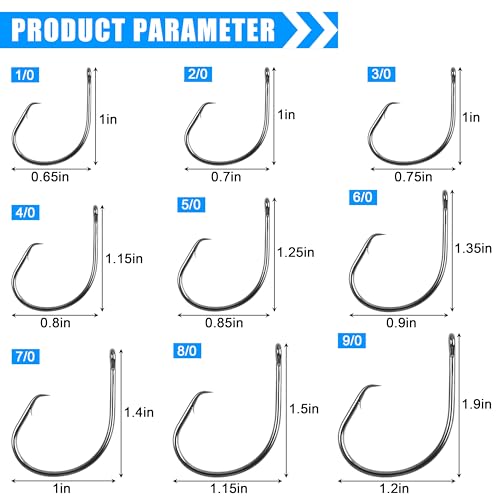 Circle Hooks Saltwater,50/150pcs Fishing Hooks Inline High Carbon Steel Fish Hook Straight Eye Barbed Point Octopus Hook for Catfish Bass Saltwater Freshwater Fishing - size: 8/0_50pcs
