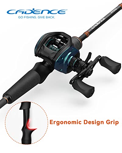 Cadence Primo Baitcasting Rod - Strong & Sensitive Fishing Rod, 40 Ton Carbon Fiber Ultralight Casting Rod with Fuji Reel Seat, Stainless Steel Guides with SiC Inserts, Freshwater Bass Fishing Pole - style: 7'-medium Heavy-fast-1 Piece