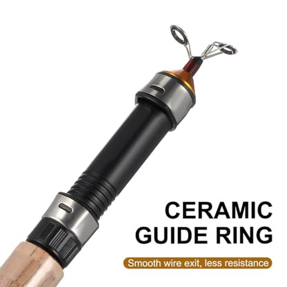 SEWACC Telescopic Mini Ice Fishing Rod Ultra-Light Compact Pocket Fishing Pole 25.59In Winter Tackle Tool with Durable Guides