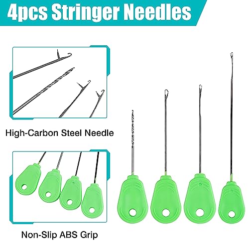 Carp Fishing Hair Rig Kits,26pcs/30pcs Sets Curved Barbed Carp Hook Swivel Boilies Bait Stops and Stringers Needle Fishing Bait Rigs Braided Thread Line Carps Fishing Accessories - color: Size 2# Kit(3 Packs) - 26pcs