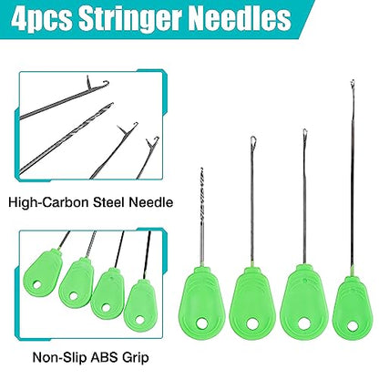 Carp Fishing Hair Rig Kits,26pcs/30pcs Sets Curved Barbed Carp Hook Swivel Boilies Bait Stops and Stringers Needle Fishing Bait Rigs Braided Thread Line Carps Fishing Accessories - color: Size 2# Kit(3 Packs) - 26pcs
