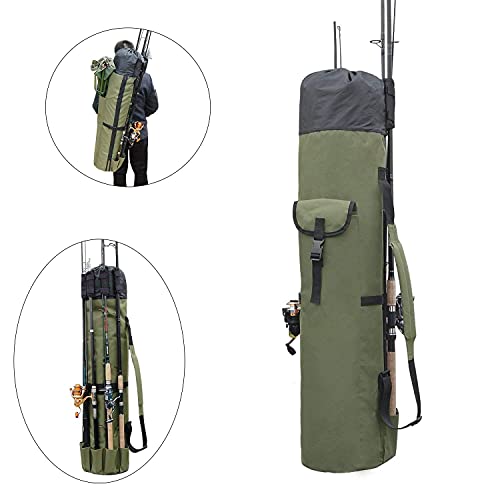Fishing Pole Rod Holder Bags, Fishing Organizer Case Carrier Reel Pole Storage Bags Waterproof Fishing Gear Organizer Travel Carry Bags - color: Khaki Green