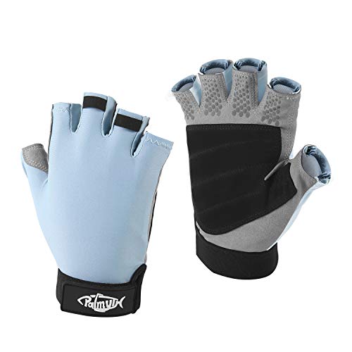 Palmyth UV Fishing Gloves Sun Protection Fingerless Kayaking Glove Men Women UPF 50+ SPF for Sailing, Hiking, Paddling, Canoeing, Rowing, Driving - color: Light Gray, size: Medium