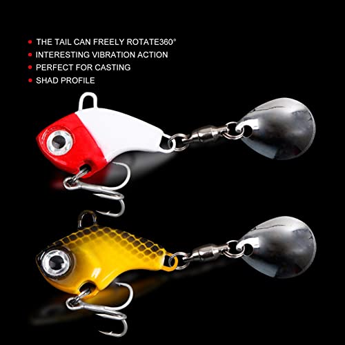 Fishing Lures VIB Tail Spinners Bait Metal Sinking Lures Fishing Jigs Blade Baits Bass Crankbait Fishing Spinner Blade for Bass Fishing Lure Kit with Tackle Box