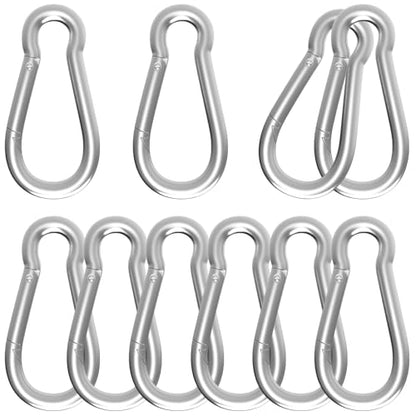 Carabiner, Heavy Duty Galvanized Steel Spring Snap Hook Carabiner Clips with 770LBS Holding Capacity, Ideal for Outdoor, Hammock, Swing and Travel (M10 4Inch, 6PCS) - size: 10PCS-M10, style: Silver