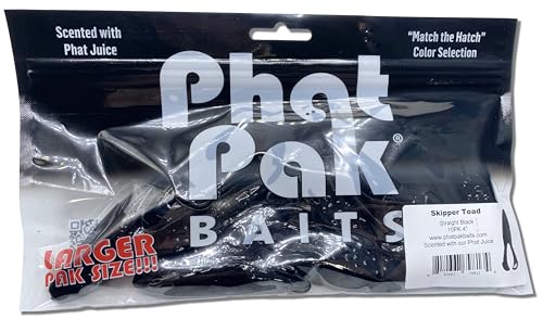 Phat Pak Baits - Skipper Toad Zoom Horny Toad Style Soft Plastic Frog 4" 10ct Top Water Bass Fishing Lure - color: Bluegill