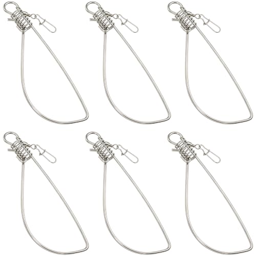 6PCS Stainless Steel Fish Stringer 18cm Wire Diameter 3.0 with Figure Eight Lure Ring Fishing Gear Accessories Outdoor Heavy Duty Rope Clip