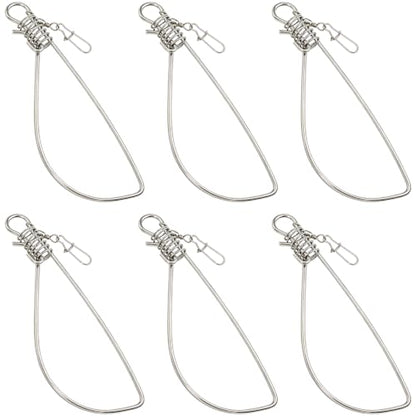 6PCS Stainless Steel Fish Stringer 18cm Wire Diameter 3.0 with Figure Eight Lure Ring Fishing Gear Accessories Outdoor Heavy Duty Rope Clip