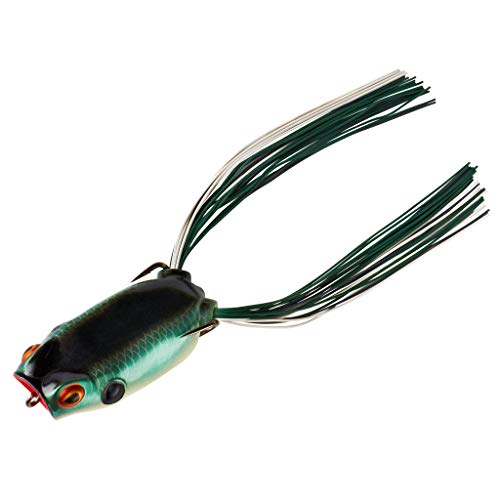 BOOYAH Poppin' Pad Crasher Topwater Bass Fishing Hollow Body Frog Lure with Weedless Hooks - color: Shad Frog
