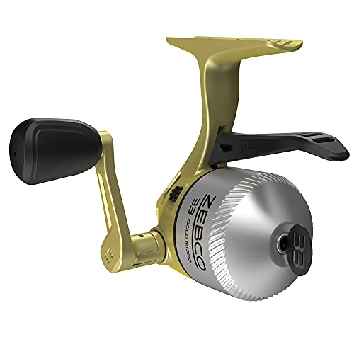 Zebco 33 Gold Spincast Fishing Reel, Changeable Right or Left-Hand Retrieve, All-Metal Gears, Pre-Spooled with Zebco Cajun Fishing Line - size: 10 (Clam Packaging), style: 33 Gold Micro Triggerspin (Clam Pack)