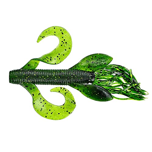 Yamamoto Custom Baits 4" Kreature Soft Creature Bait, 7-Pack, Bass Fishing Soft Plastic Lure, Multiple Colors - color: WATERMELON W/ BLACK & GOLD FLAKE (7 PACK)