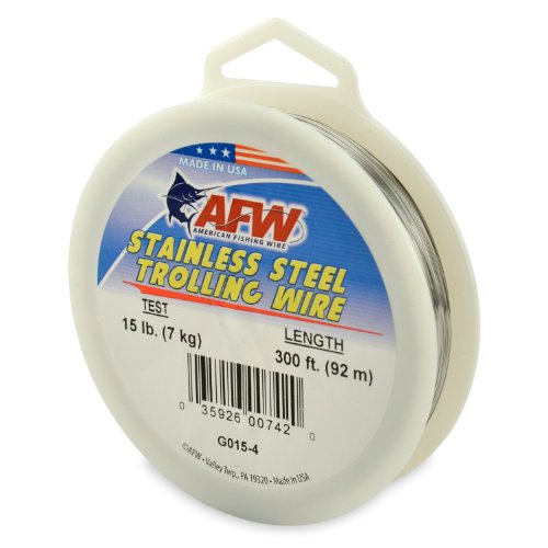 American Fishing Wire Stainless Steel Trolling Wire (Single Strand) - size: 300 Feet, 15 Pound Test