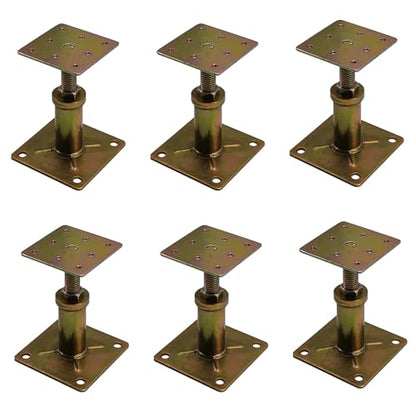 Adjustable 4 1/3" - 7" House Floor Jacks Mini Screw Post Pole for Leveling, Galvanized, 6 Pack - size: 4.3-7 inch