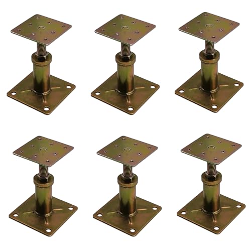 Adjustable 4 1/3" - 7" House Floor Jacks Mini Screw Post Pole for Leveling, Galvanized, 6 Pack - size: 4.3-7 inch