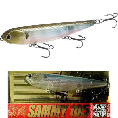LUCKY CRAFT Sammy 105 Topwater Fishing Lures, 3 Hook, 4-1/8" Floating Freshwater Trout and Bass Lures, Walk-the-Dog Tournament Bait, Bass Fishing Gear and Tackle Box Accessories - color: 238 Ghost Minnow