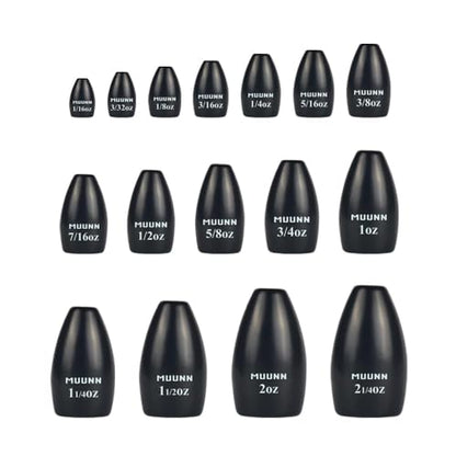 5Pcs Tungsten Bullet Fishing Weights, 16 Sizes Insert-Free Tungsten Flipping Sinkers for Bass Fishing, 1/16oz - 2.25oz - color: No Chip Black, size: 3/32oz - 5pcs