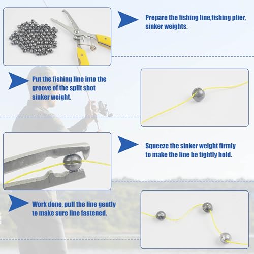 Removable Split Shot Weights Fishing Weight Sinker Slip On Fly Fishing Line Sinkers Freshwater Saltwater Round Lead Sinking Egg Sinkers Fishing Drop Shot Sinker Fish Tackle - size: 2.5g - 60 Pack