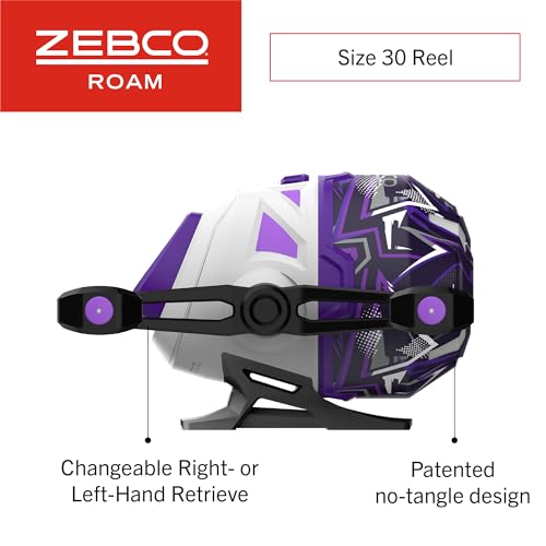 Zebco Roam Spincast Reel and Fishing Rod Combo, 6-Foot 2-Piece Fiberglass Fishing Pole with ComfortGrip Handle, Quickset Anti-Reverse Fishing Reel, Pre-Spooled with 10-Pound Zebco Line - color: Prism Purple