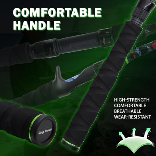 5’6" Ultra-Light Spinning Fishing Rod, Threaded Grip Gun Handle, Durable Composite Graphite & Glass Blank, Ceramic Line Guides, Sensitive Strike Detection for Freshwater & Inshore - size: HDSJZB168-5'6"