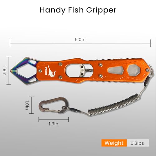 Pristis Metal Fish Lip Gripper, Heavy Duty Stainless Steel Fishing Grabber with Lightweight Aluminium Handle, Hook Remover Holder for Caught Fish, Snakehead Grab Grip Tool for Freshwater Saltwater