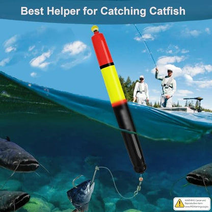 Fishing Bobbers Floats, Catfish Floats Weighted Float for Fishing, High Visibility Wood Bobber for Catfish Pike - size: 11.8IN-3PCS