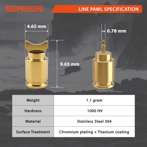 Titanium Coated Stainless Steel Line Guide Pawl for Daiwa Tatula Alphas, Shimano SLX Curado, Abu Garcia Ambassadeur Revo Max Series, Lew's Baitcasting Reels (Confirm Factory Pawl Size) - size: 9.65 x 4.65 mm (2 Pcs)