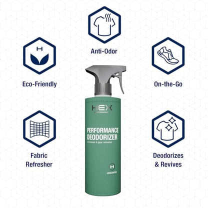 HEX Performance Deodorizing Spray, Unscented, 44oz (Pack of 2) - Awesome for Shoes, Gear, Activewear & Fabrics, Yoga Mats & Gym Equipment, Carpet, Pets, Odor Eliminator & Fabric Refresher Spray - size: 22 Fl Oz (Pack of 2)