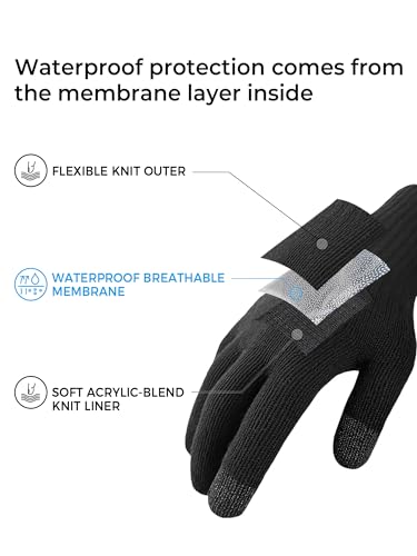 DexShell Waterproof Knit Gloves, Wet-Grip Touchscreen | Waterproof membrane, wet-grip palm and touchscreen for cool wet weather - size: X-Large