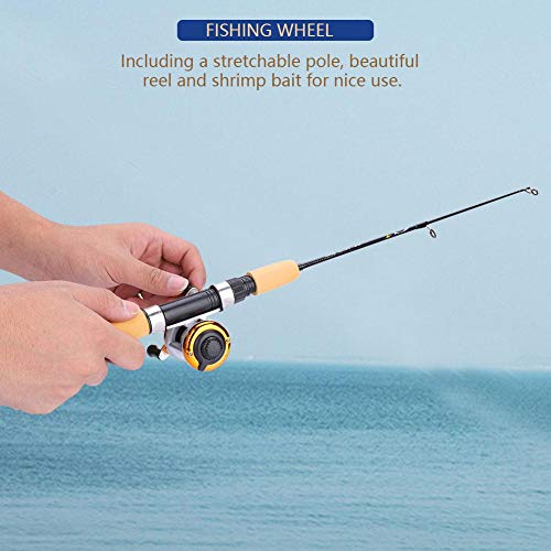 Portable Fishing Reel, Solid Construction Smooth Corrosion-Resistant Ice Fishing Wheel, Perfect for Outdoor Fishing Such As River Ice Fishing(Golden)