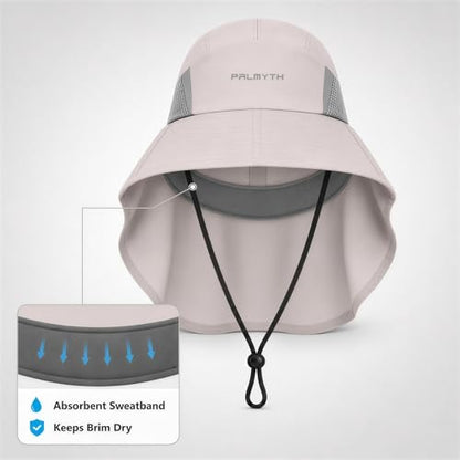 Palmyth Fishing Hat Wide Brim Sun Hat with Neck Flap & Sunglasses Storage | Sun Protection, Adjustable Fit, Breathable Mesh & Sweatband, Foldable, For Men & Women - color: Sand
