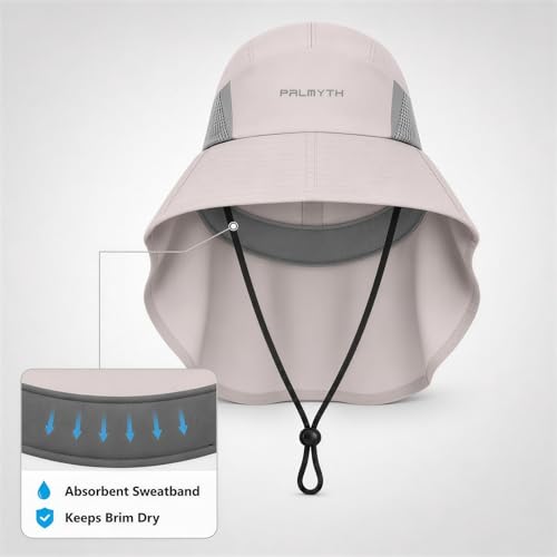 Palmyth Fishing Hat Wide Brim Sun Hat with Neck Flap & Sunglasses Storage | Sun Protection, Adjustable Fit, Breathable Mesh & Sweatband, Foldable, For Men & Women - color: Sand