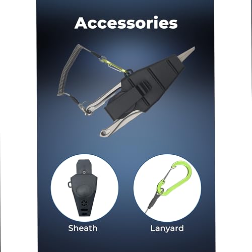 Fishing Pliers Hook Remover Split Ring Line Cutter Fishing Tool Multifunctional Tool Ergonomic Handle Fishing Saltwater Corrosion Resistance Safety Lock Camping