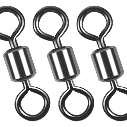 Barrel Swivels Fishing Tackle, 20/80pcs Heavy Duty Fishing Swivel Connector Stainless Steel Black Nickel Rolling Swivels Saltwater Freshwater 30-1322lb - size: 80pcs--1/0--135lb