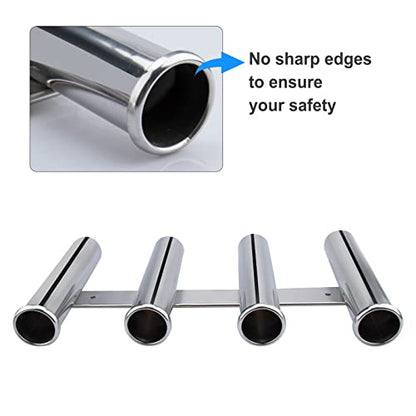 Fishing Rod Holder for Boat, Vertical Wall Mounted Fishing Rod Rack, Stainless Steel Rod Holder for Marine Boat,Fishing Boat, Truck (4 Tubes Standard) - color: 4 Tubes Standard