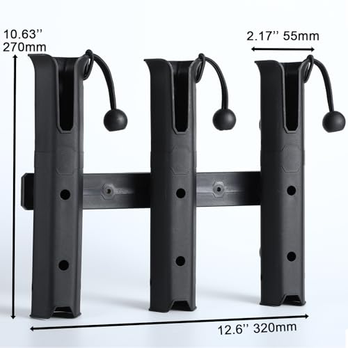 GearTrust Fishing Rod Holders, 3 Rod Holder for Boat Golf Cart & Garage | 4 rod holder for boat. Adjustable tube fishing pole holders for boats, golf cart, cooler, kayak, jetski & john boat. - color: 3 Tube Black