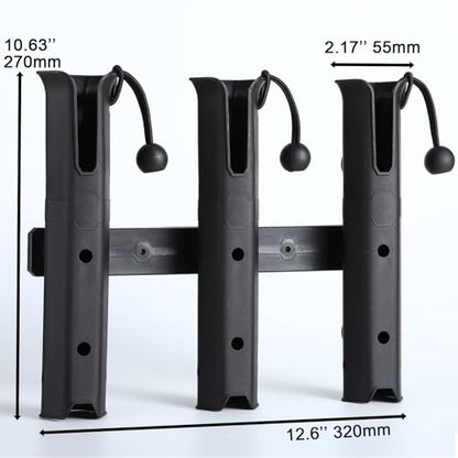 GearTrust Fishing Rod Holders, 3 Rod Holder for Boat Golf Cart & Garage | 4 rod holder for boat. Adjustable tube fishing pole holders for boats, golf cart, cooler, kayak, jetski & john boat. - color: 3 Tube Black