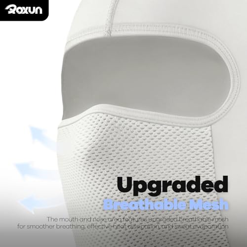 ROXUN Balaclava Moto Face Mask, Summer Cooling Ice Silk Mesh Sun Protection | Ice Silk Cooling, Breathable Mesh, UPF 50+, Helmet Friendly, Glasses Compatible, Versatile Use for Cycling Ski - color: White