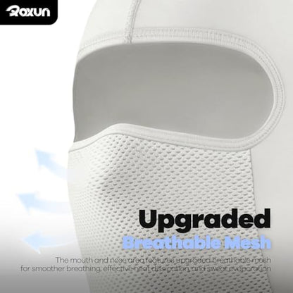 ROXUN Balaclava Moto Face Mask, Summer Cooling Ice Silk Mesh Sun Protection | Ice Silk Cooling, Breathable Mesh, UPF 50+, Helmet Friendly, Glasses Compatible, Versatile Use for Cycling Ski - color: White