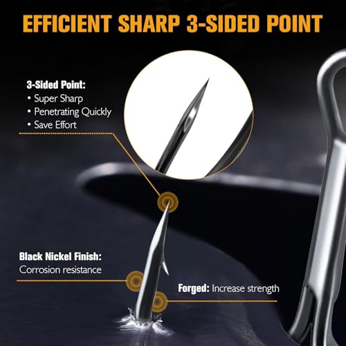 Dovesun Fishing Treble Hooks, Triple Hooks 3X Strong Professional V, 50PCS High Carbon Steel Replacement Fishing Hooks for Saltwater and Freshwater, Sizes #10#8#6#4#2 - color: Black Nickel, size: #10 * 50PCS