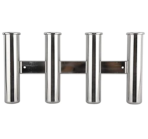 YaeMarine Fishing Rod Holder 316 Stainless Steel Fishing Rod Rack 3Tube/4Tube/5Tube/6Tube Mirror Finish for Marine Boat Yacht Camper - style: 4 Tube