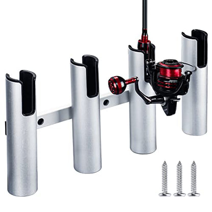 Aluminum Fishing Boat Rod Holder,3/4 Link Tube Aluminum Rod Rack, Suit Boats & Yacht ,Silver - color: Silver 4 Tube