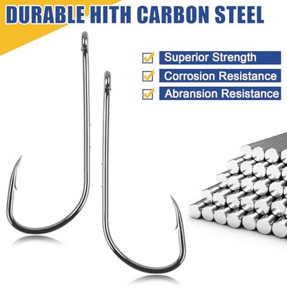 200pcs Bait Holder Fishing Hooks Kit, Double-Barbed Shank Baitholder Hooks | High Carbon Steel Offset Live Bait Hooks for Walleye Trout Crappie Panfish Bluegill Freshwater Saltwater Fishing ﻿ ﻿