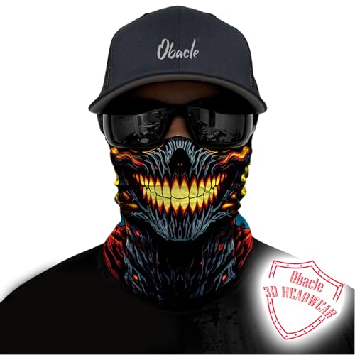 Obacle Bandana Face Mask Neck Gaiter Tube Mask Men Women for Sun Dust Protection - color: Skull Yellow Teeth